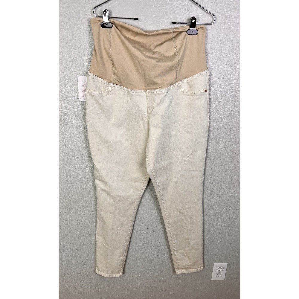 Isabel Maternity Sz 8 White Crossover Panel Skinny Entubado Jeans